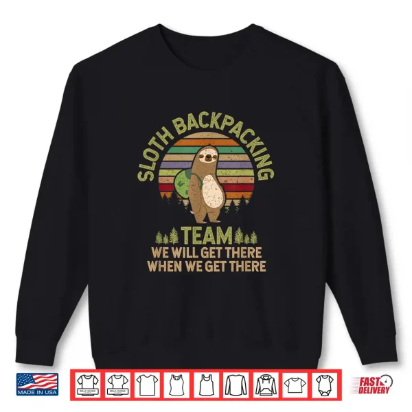 Sweatshirt Retro Sloth Funny Backpack Backpacking Shirt