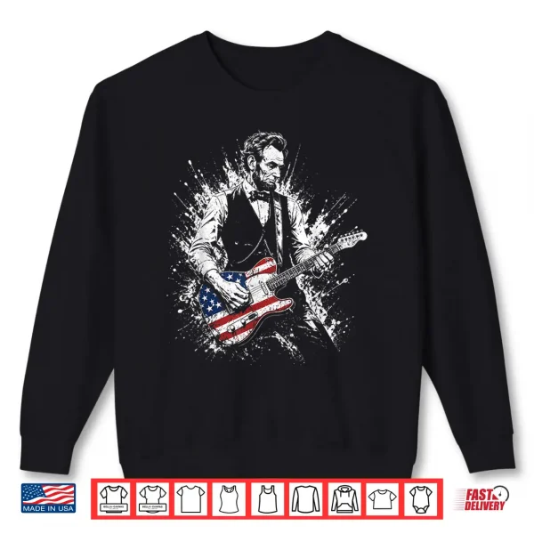 Sweatshirt Retro Vintage Abraham Lincoln Abe Lincoln Playing Guitar Men Shirt