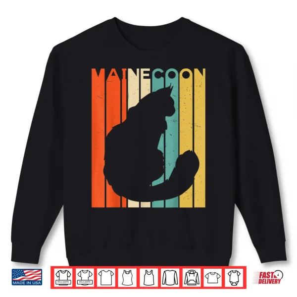 Sweatshirt Retro Vintage Maine Coon Cat Silhouette Maine Coon Lover Shirt
