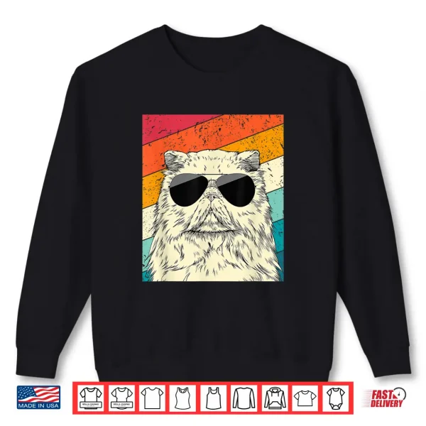 Sweatshirt Retro Vintage Persian Cat with Sunglasses Cat Lovers Shirt