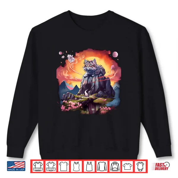 Sweatshirt Rock Climbing Maine Coon Cat Lovers Cute Feline Design Shirt