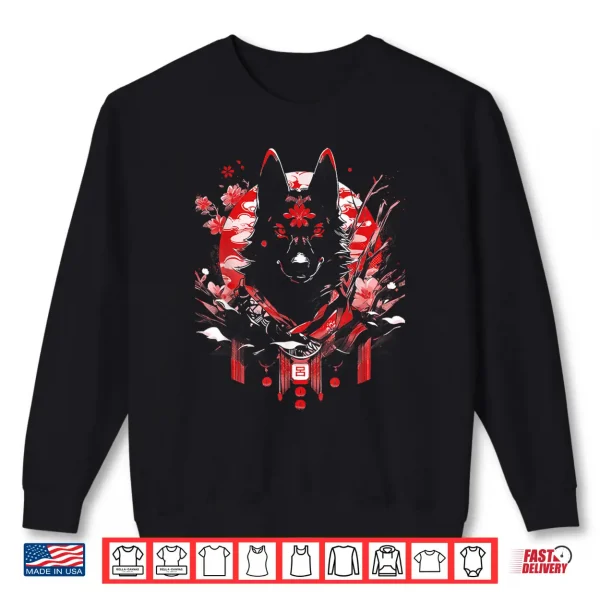 Sweatshirt Sable Black German Shepherd Dog Ninja Samurai Japanese Cute Shirt