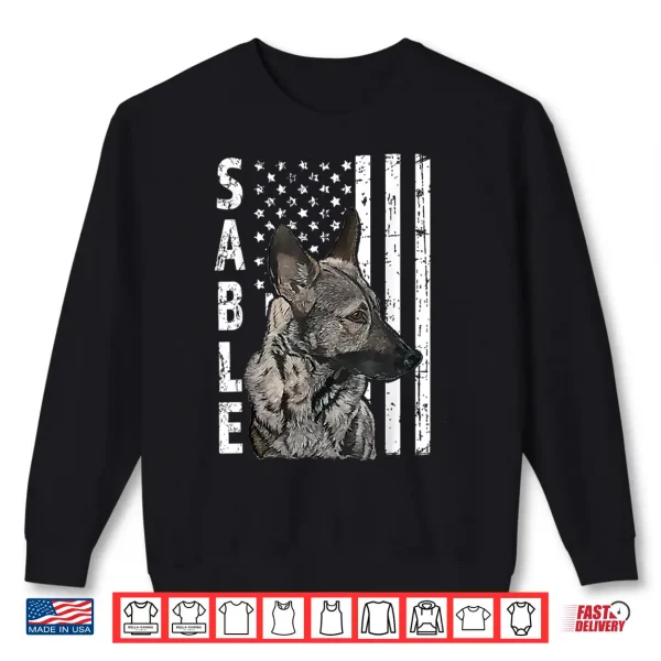 Sweatshirt Sable German Shepherd Dog American Flag Patriotic Shirt