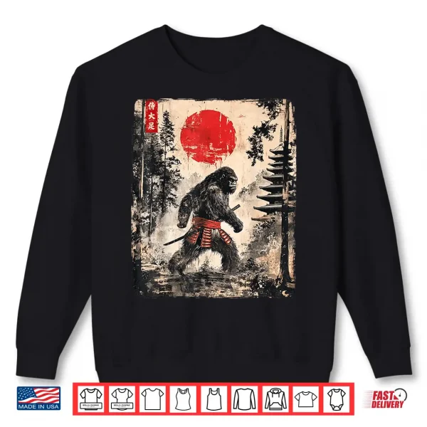 Sweatshirt Samurai Bigfoot Japanese Vintage Graphic Ukiyo e Art Funny Shirt