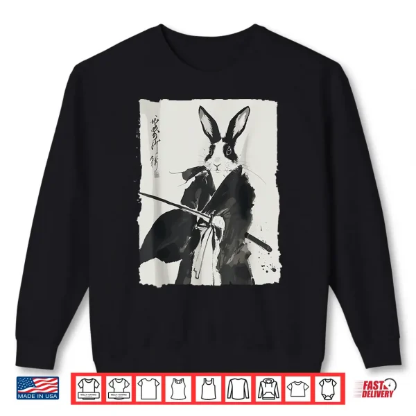 Sweatshirt Samurai Bunny Shirts for Women Men Vintage Graphic Japanese Shirt