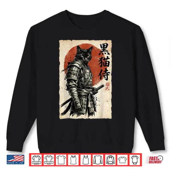 Sweatshirt Samurai Cat Warrior Japanese Art Kawaii Anime Cat Samurai Shirt
