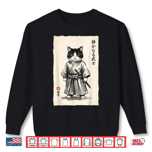 Sweatshirt Samurai Cat Warrior Kawaii Anime Japanese Art Cat Samurai Shirt