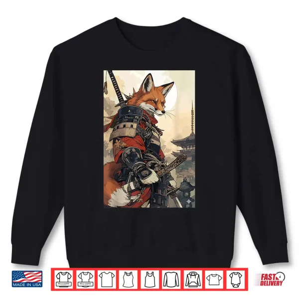 Sweatshirt Samurai Fox Shirts for Women Men Vintage Graphic Japanese Shirt