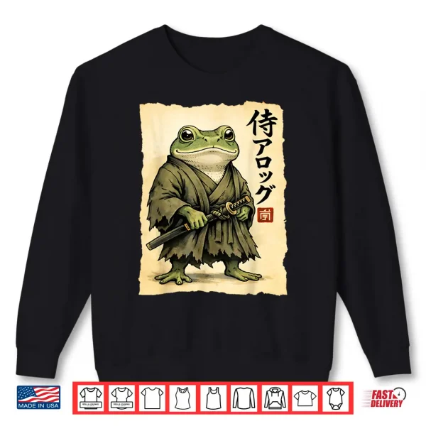 Sweatshirt Samurai Frog Japanese Warrior Frog Vintage Ukiyo e Anime Art Shirt