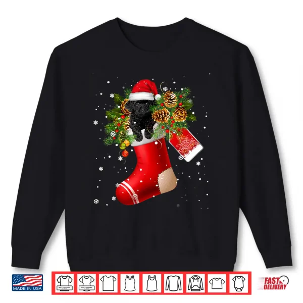 Sweatshirt Santa Black Toy Poodle In Christmas Sock Pajama Shirt