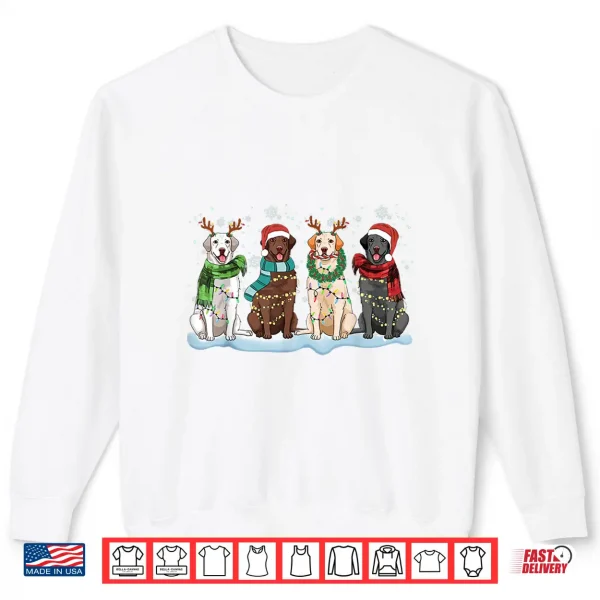 Sweatshirt Santa Hat Labrador Retriever Reindeer Tree Light Christmas Shirt