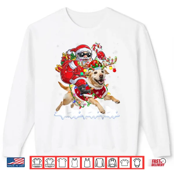 Sweatshirt Santa Riding Labrador Retriever Christmas Lights Dog Xmas Shirt