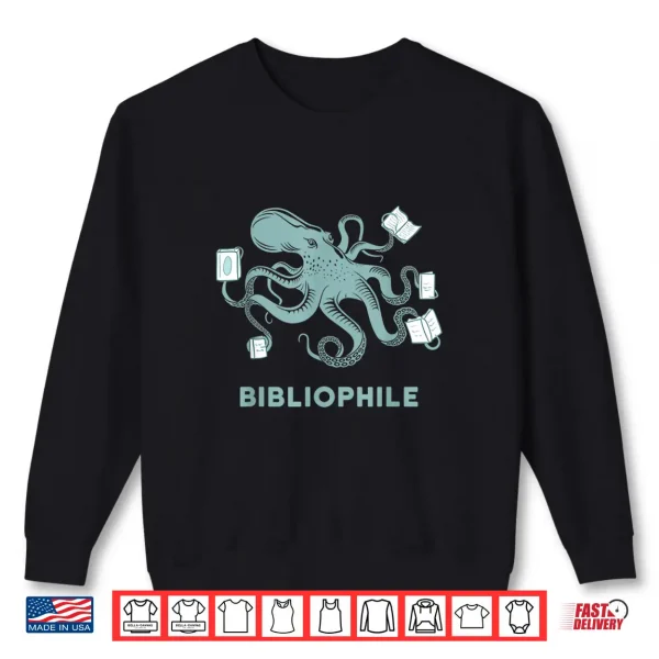 Sweatshirt School Librarian Gift Octopus Reading Book Lover Shirt