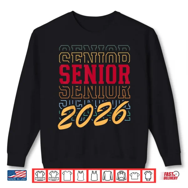 Sweatshirt Senior Class of 2026 Striped Graduate Student Graduation Shirt