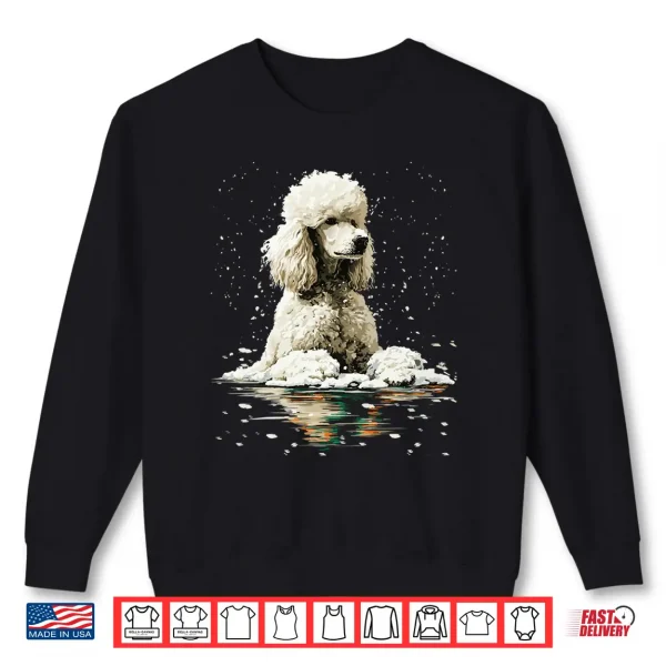 Sweatshirt Serene Poodle with Snow Snowy Forest Winter Dog Aesthetic Shirt