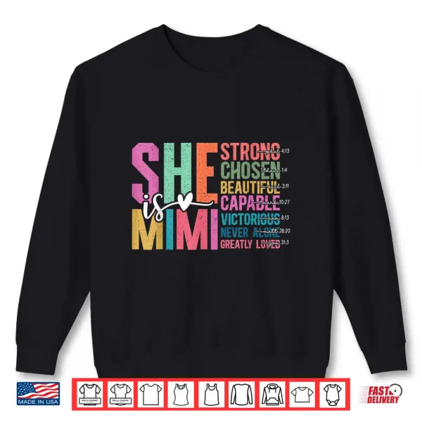 Sweatshirt She is Mimi Christian Mothers Day Present For Grandma Women Shirt