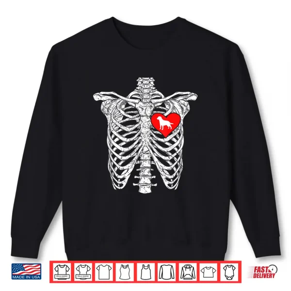 Sweatshirt Skeleton Rib Cage Labrador Retriever Dog Halloween Shirt