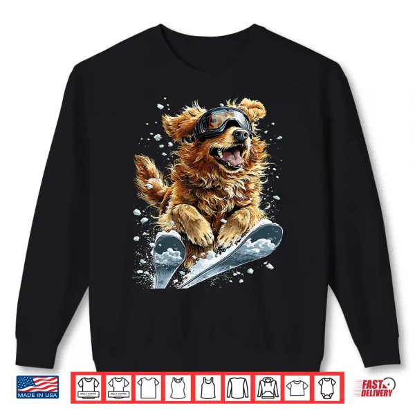 Sweatshirt Skiing Golden Retriever In Snow Snowflakes Snowy Winter Dog Shirt