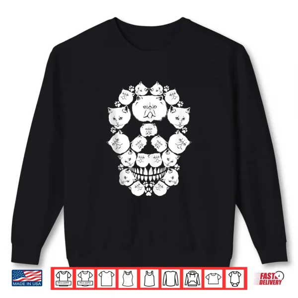 Sweatshirt Skull PERSIAN CAT Skeleton Halloween Costume Scary Shirt