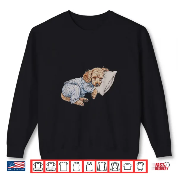 Sweatshirt Sleeping Pajama Poodle Drawing Art Design Shirt
