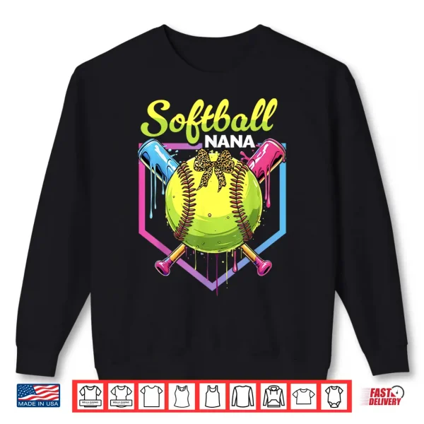 Sweatshirt Softball Drip Nana Ice Cream Softball Bow Mothers Day Shirt