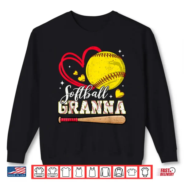 Sweatshirt Softball Granna Family Matching Cute Softball Heart Shirt