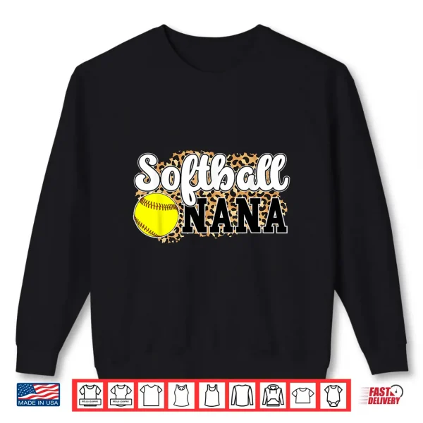 Sweatshirt Softball Nana Leopard Nana Of A Softball Player Shirt