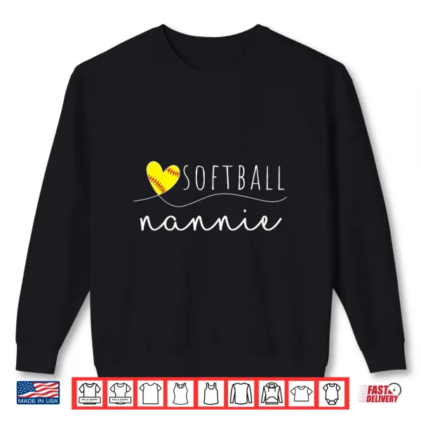 Sweatshirt Softball Nannie Softball Heart Family Matching Shirt