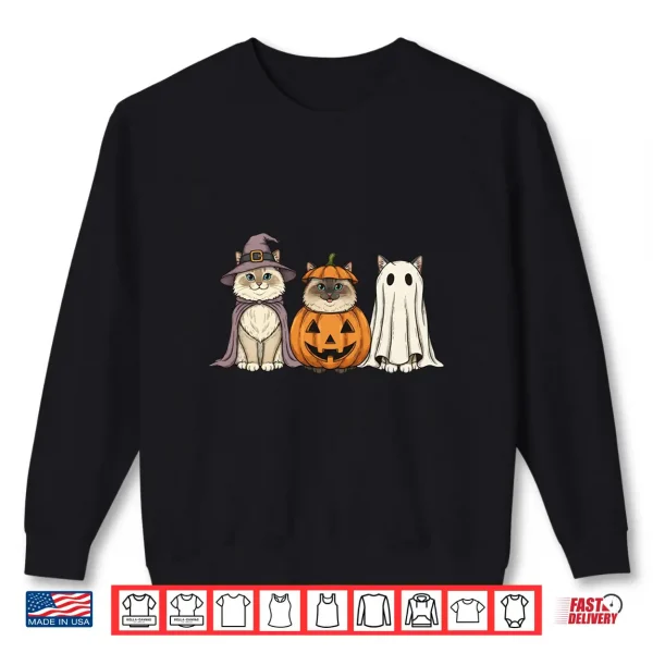 Sweatshirt Spooky Ghost Ragdoll Cat Lover Pumpkin Halloween Shirt