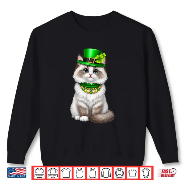 Sweatshirt St Patricks Day Ragdoll Cat Leprechaun Hat Shamrock Shirt