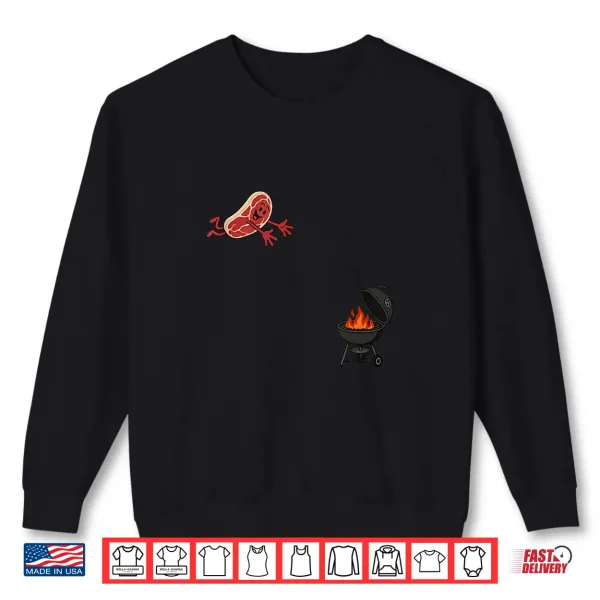 Sweatshirt Steak Dive Funny Flying Steak BBQ Grilling 4th July Humor Shirt