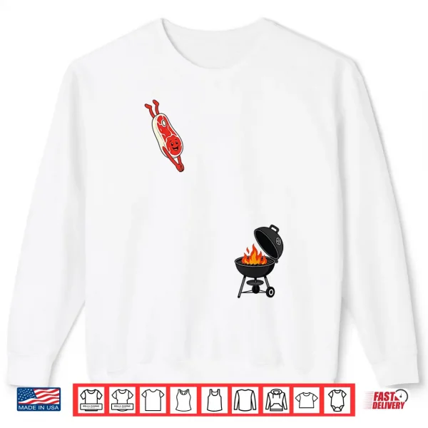 Sweatshirt Steak Dive Funny Flying Steak BBQ Grilling Cartoon Humor Shirt