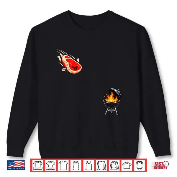 Sweatshirt Steak Dive Funny Flying Steak BBQ Grilling Cookout Shirt