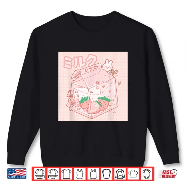 Sweatshirt Strawberry Milk Bunny Japanese Kawaii Anime Aesthetic Pink Shirt