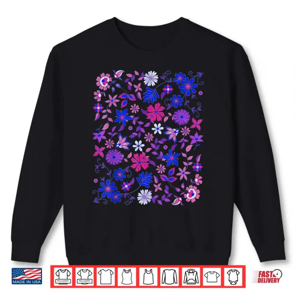 Sweatshirt Subtle Bi Pride Bisexual Rainbow Wildflowers LGBT Month Shirt