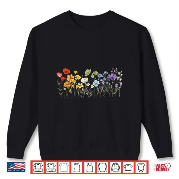Sweatshirt Subtle Wildflowers LGBTQ Month Rainbow Florals Gay Pride Shirt