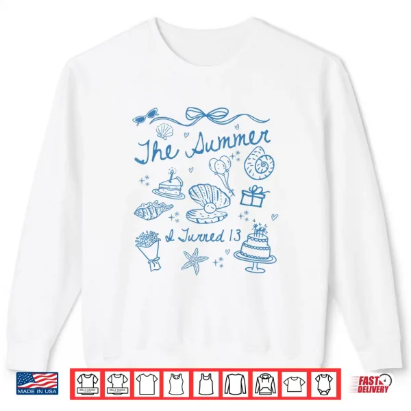 Sweatshirt Summer I Turned 13 Cute Coastal Bow Seashell 13th Birthday Shirt