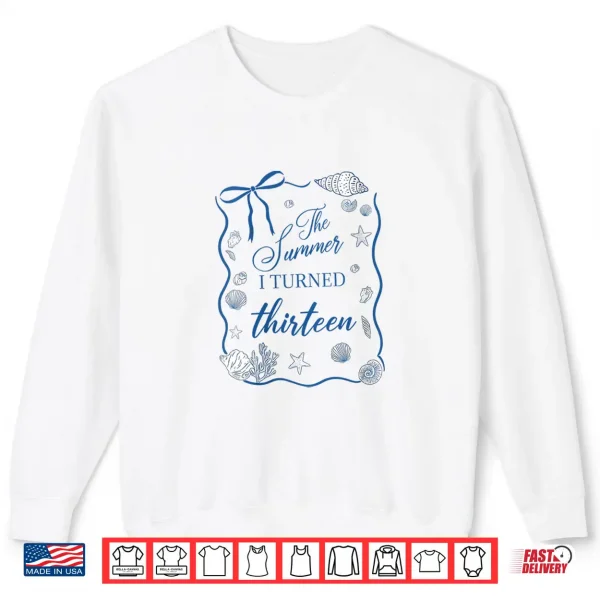 Sweatshirt Summer I Turned Thirteen 13th Birthday Seashell Coastal Bow Shirt