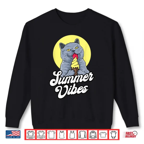 Sweatshirt Summer Vibes Ice Cream Cone British Shorthair Cat Lover Shirt