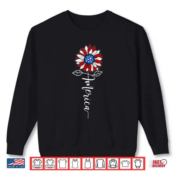 Sweatshirt Sunflower 250 Years American Flag 4th of July Patriotic Shirt