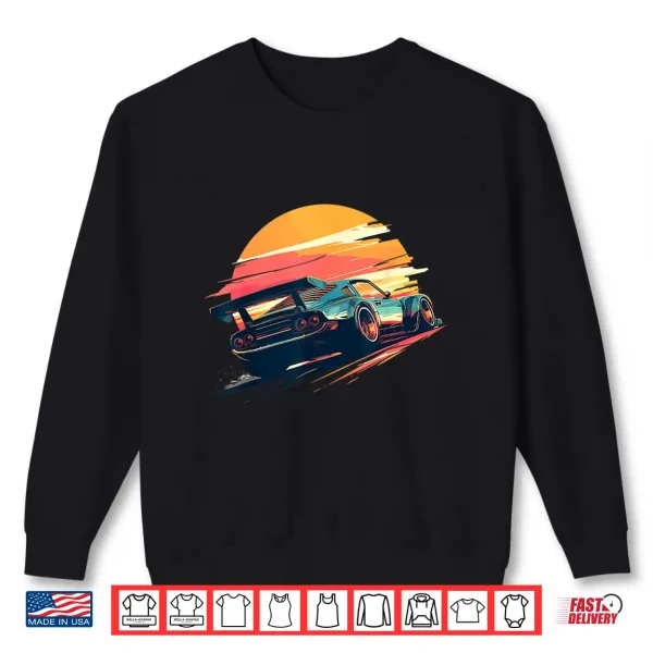 Sweatshirt Sunset Speedster Retro Race Car Enthusiast Automotive Art Shirt
