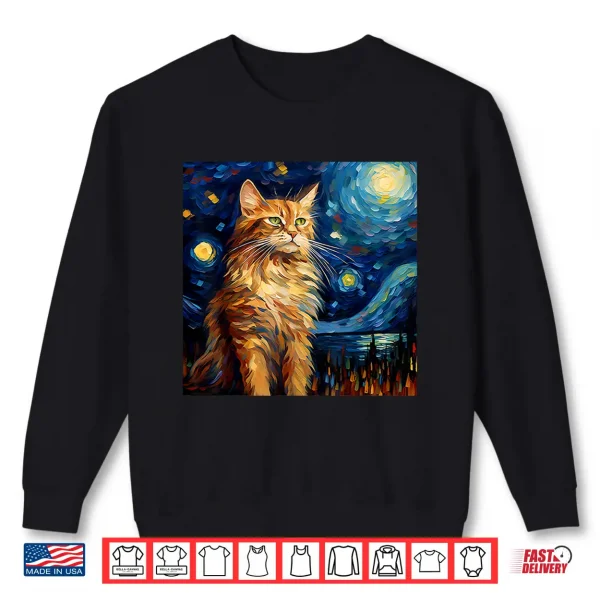Sweatshirt Surreal Starry Night Maine Coon Cat Shirt