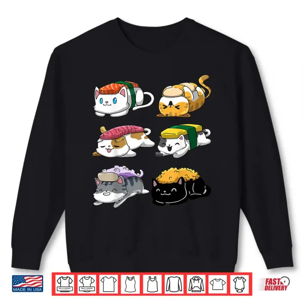 Sweatshirt Sushi Cats Sushi Lover Cat Lover Kawaii Anime Neko Shirt