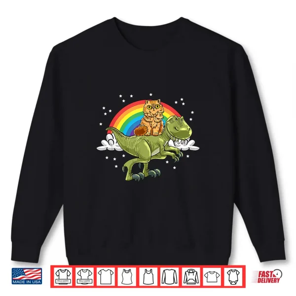 Sweatshirt T Rex Dino Persian Cat Rainbow Cute Feline Cat Lover Gift Shirt