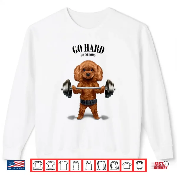 Sweatshirt Tan Poodle Dog Weightlifting in Fitness Gym Shirt