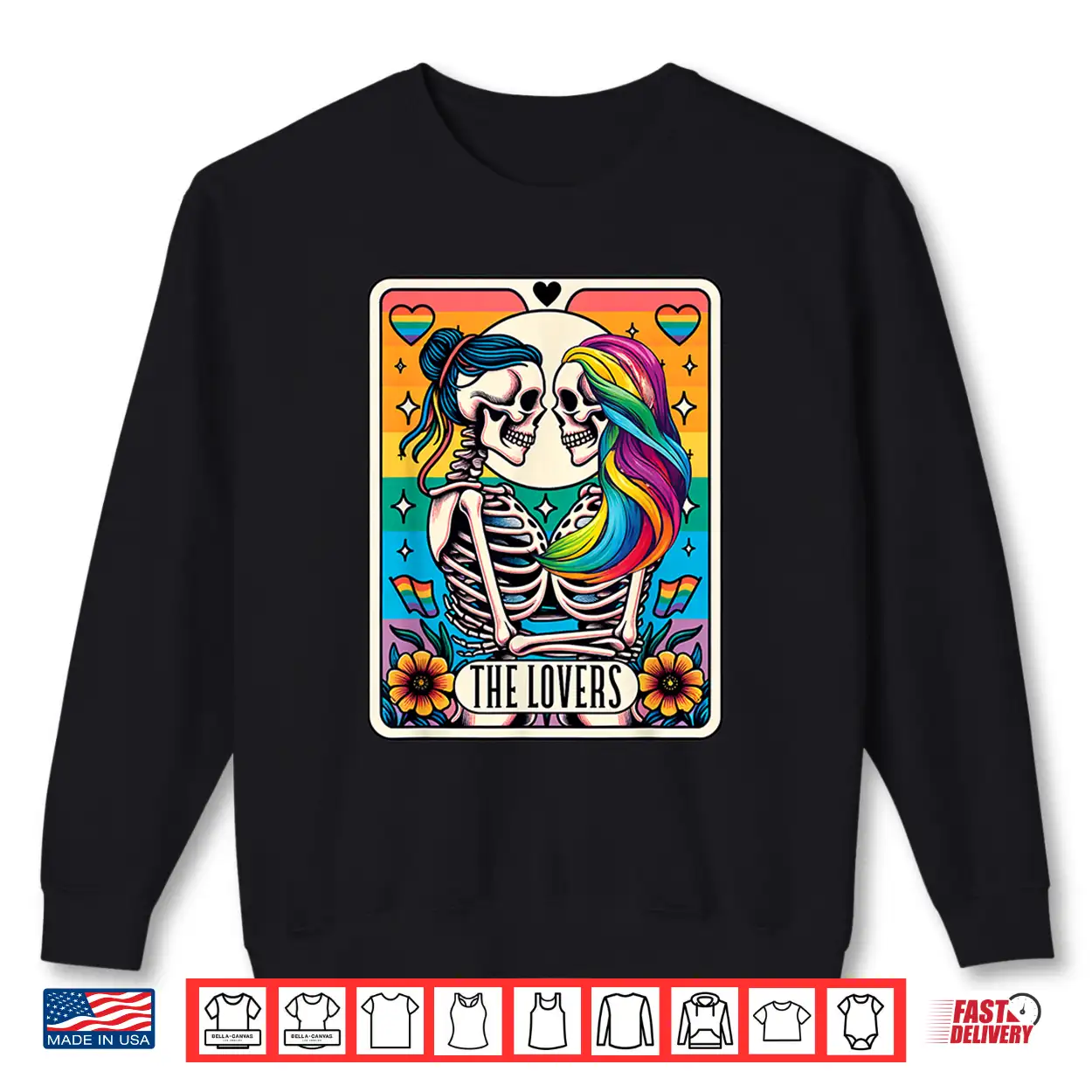 Tarot Card The Lovers Rainbow Kissing Lesbian Skeletons Shirt Tarot Card The Lovers Rainbow Kissing Lesbian Skeletons Shirt
