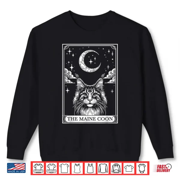 Sweatshirt Tarot Card Vintage Crescent Moon MaineCoon Cat Mom Cat Lover Shirt