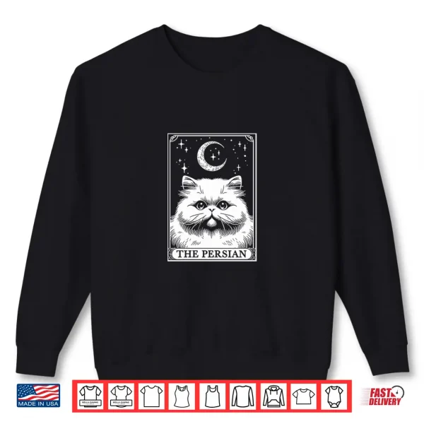 Sweatshirt Tarot Card Vintage Crescent Moon Persian Cat Mom Cat Lovers Shirt
