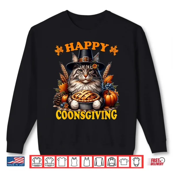 Sweatshirt Thanksgiving Maine Coon Cat Professional Minimalist Modern Graphic Shirt
