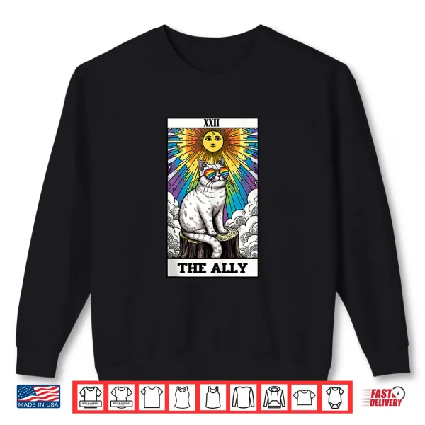 Sweatshirt The Ally Cat Rainbow LGBTQ Tarot Card Les Gay Pride Support Shirt